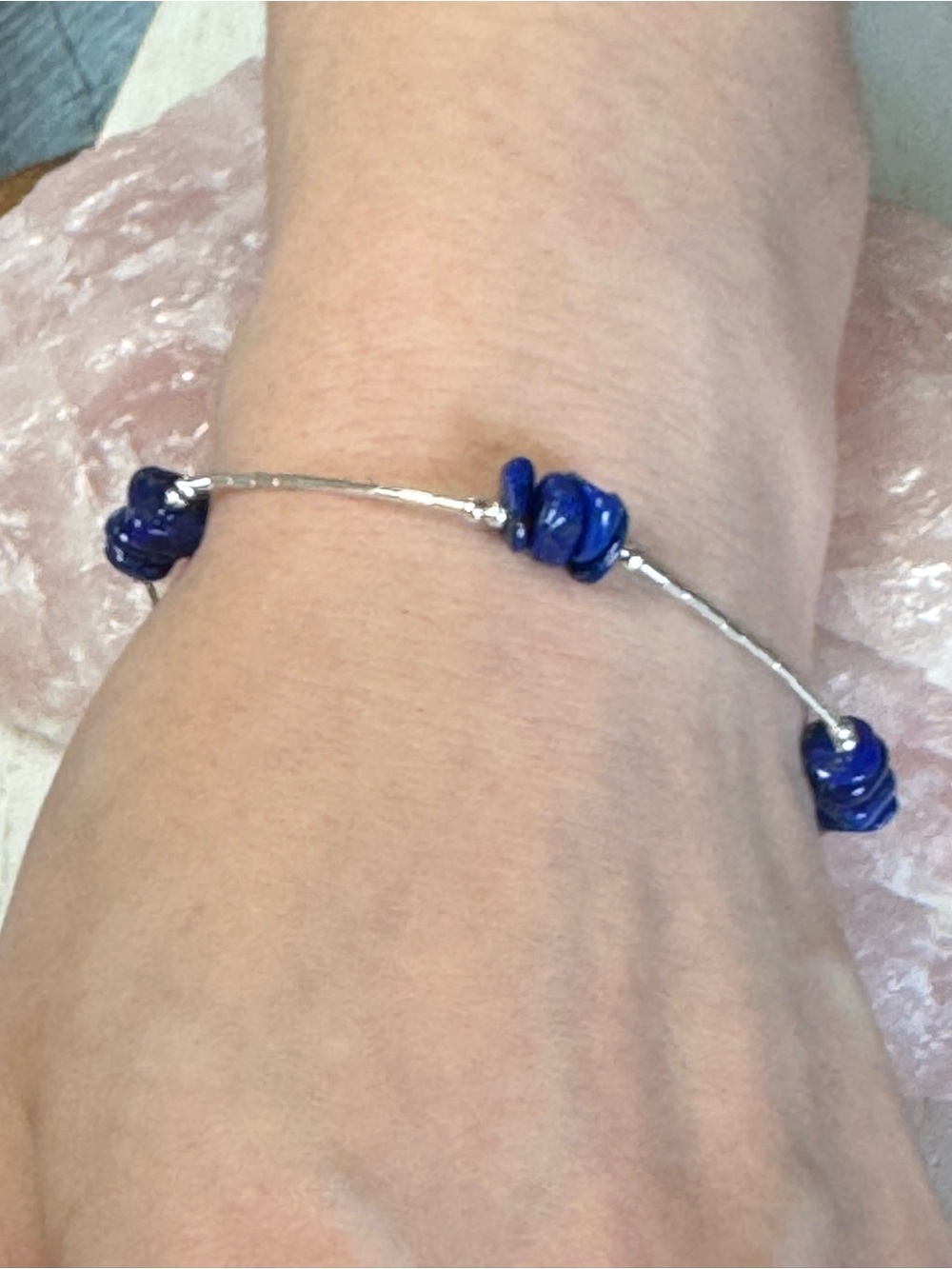Lapis Lazuli Liquid Sterling Silver Bracelet